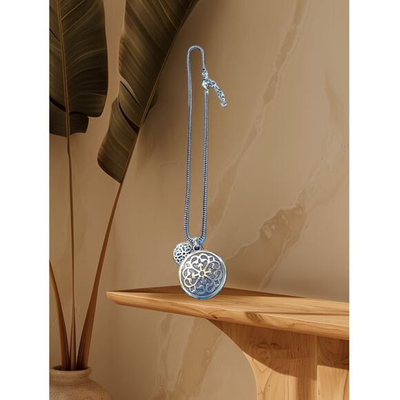 Brighton Necklace Double Mandala Filigree Silver Tone16-18 inches Adjustable - Picture 9 of 14